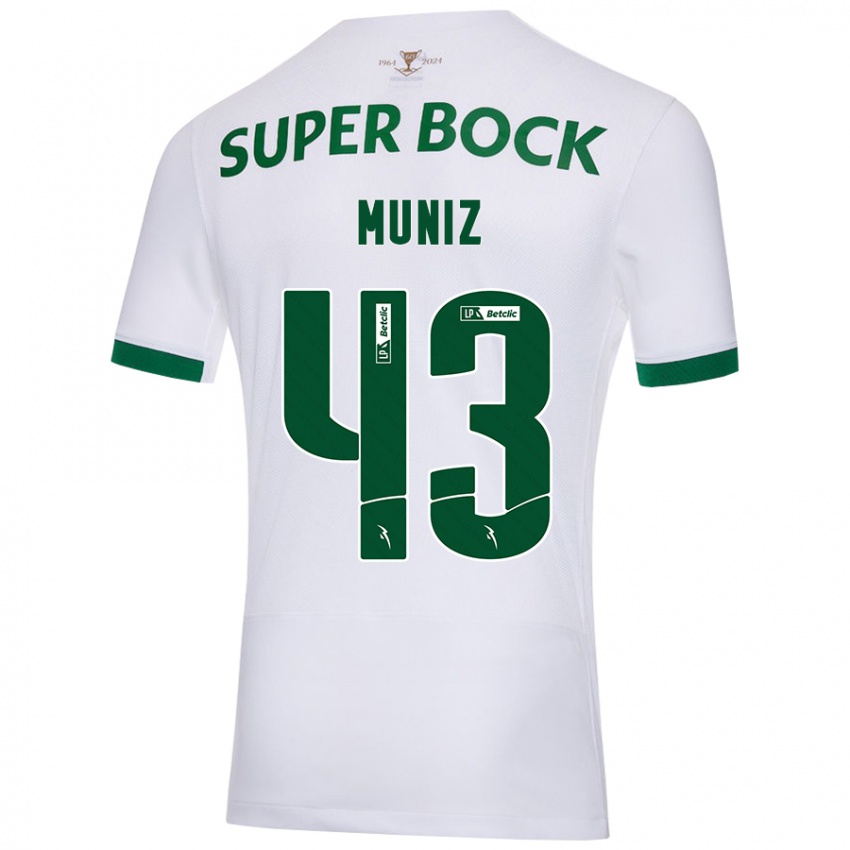 Gyermek João Muniz #43 Fehér Zöld Idegenbeli Jersey 2024/25 Mez Póló Ing