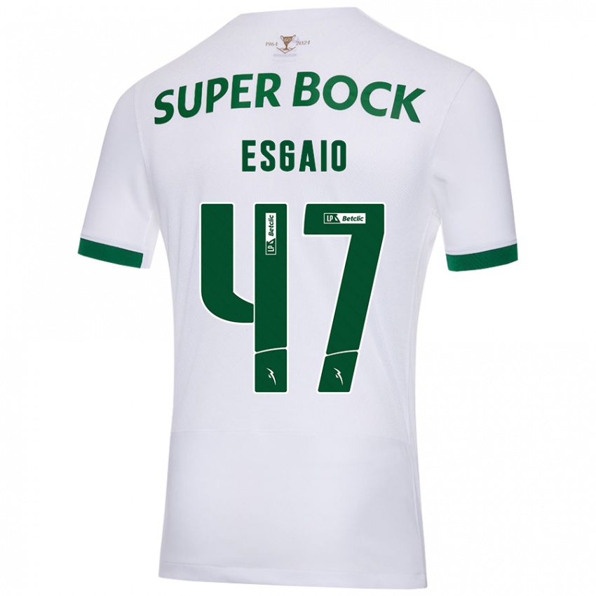 Gyermek Ricardo Esgaio #47 Fehér Zöld Idegenbeli Jersey 2024/25 Mez Póló Ing