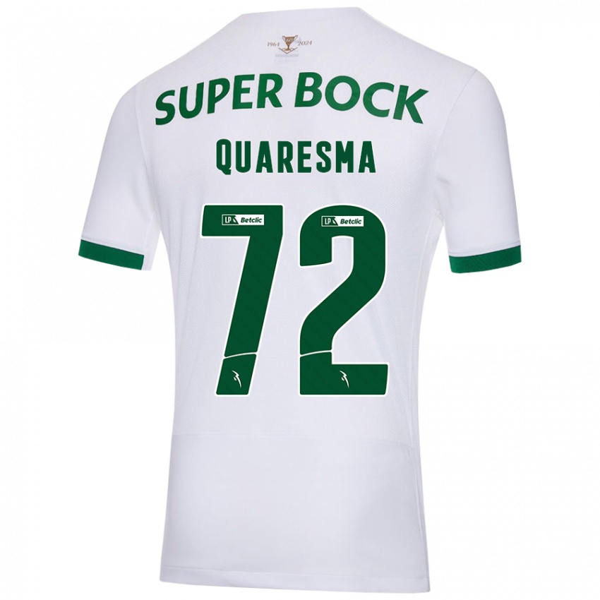 Gyermek Eduardo Quaresma #72 Fehér Zöld Idegenbeli Jersey 2024/25 Mez Póló Ing