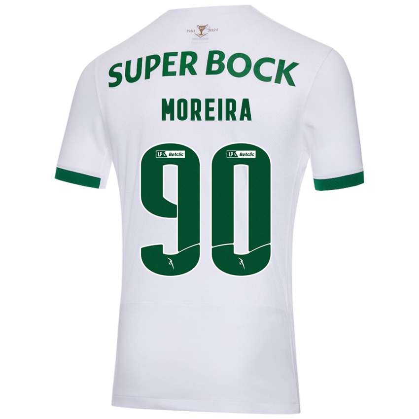 Gyermek Afonso Moreira #90 Fehér Zöld Idegenbeli Jersey 2024/25 Mez Póló Ing