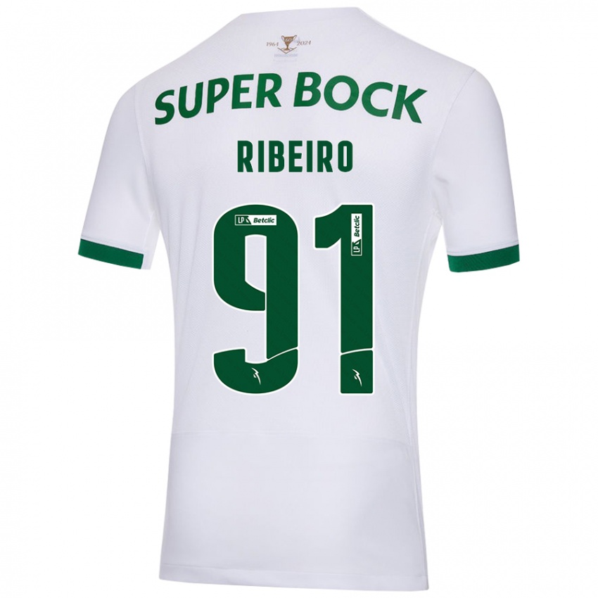 Gyermek Rodrigo Ribeiro #91 Fehér Zöld Idegenbeli Jersey 2024/25 Mez Póló Ing