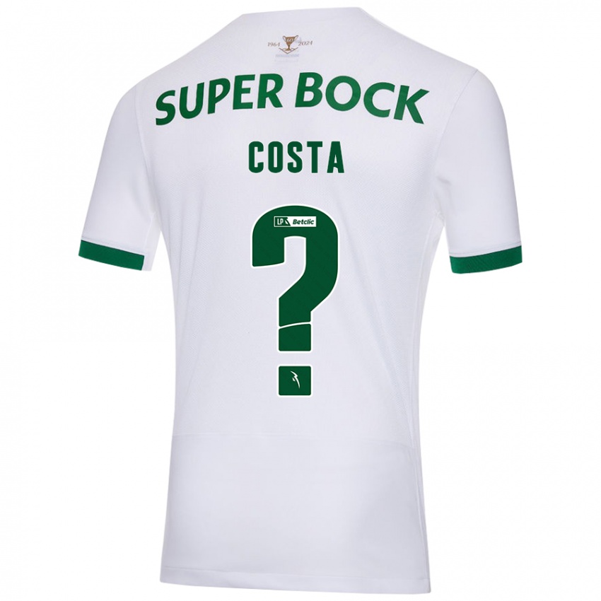 Gyermek Daniel Costa #0 Fehér Zöld Idegenbeli Jersey 2024/25 Mez Póló Ing