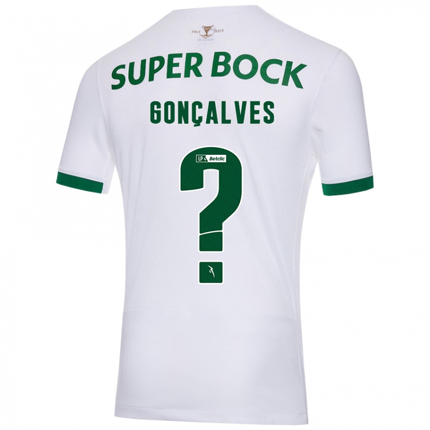 Gyermek Flávio Gonçalves #0 Fehér Zöld Idegenbeli Jersey 2024/25 Mez Póló Ing