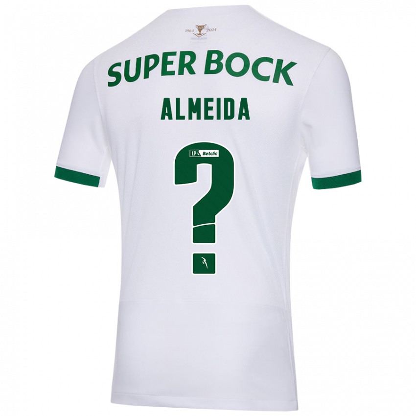 Gyermek Miguel Almeida #0 Fehér Zöld Idegenbeli Jersey 2024/25 Mez Póló Ing