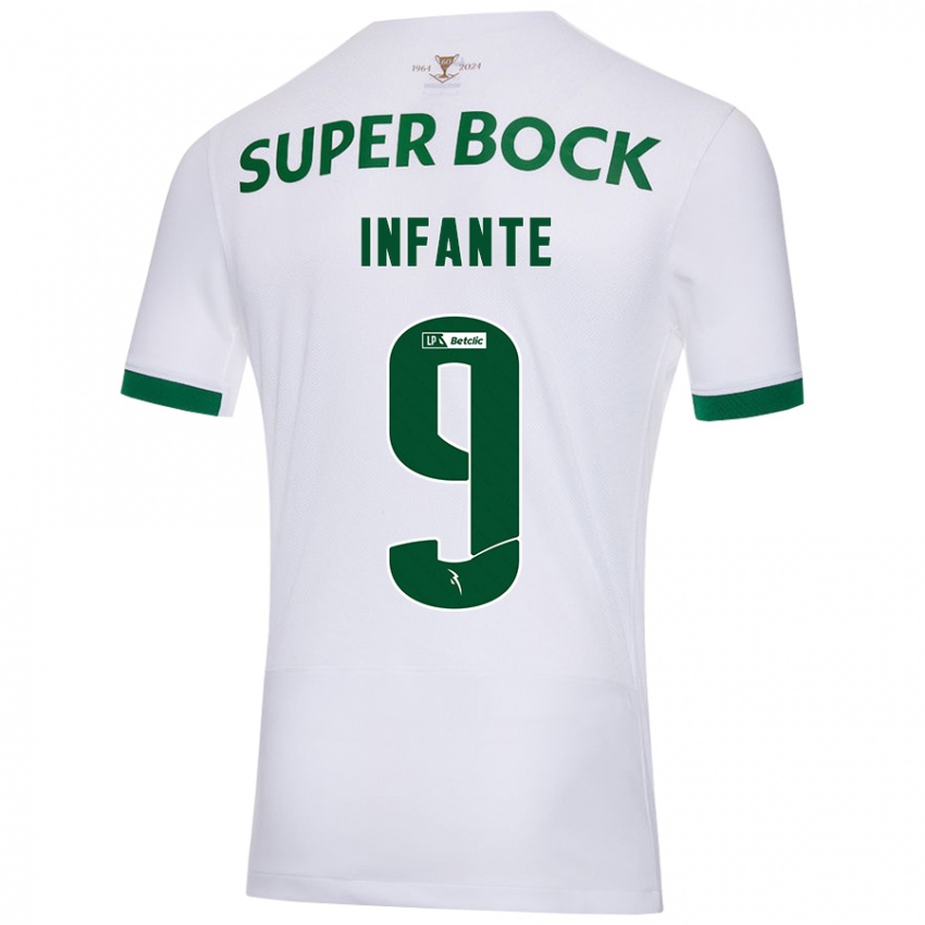 Gyermek João Infante #9 Fehér Zöld Idegenbeli Jersey 2024/25 Mez Póló Ing