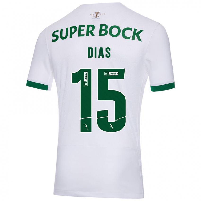 Gyermek Rodrigo Dias #15 Fehér Zöld Idegenbeli Jersey 2024/25 Mez Póló Ing