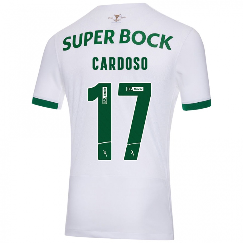 Gyermek Diogo Cardoso #17 Fehér Zöld Idegenbeli Jersey 2024/25 Mez Póló Ing