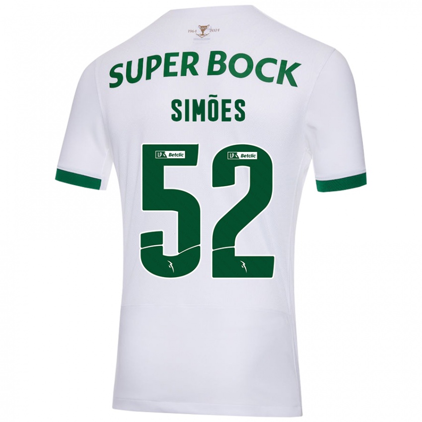 Gyermek João Simões #52 Fehér Zöld Idegenbeli Jersey 2024/25 Mez Póló Ing