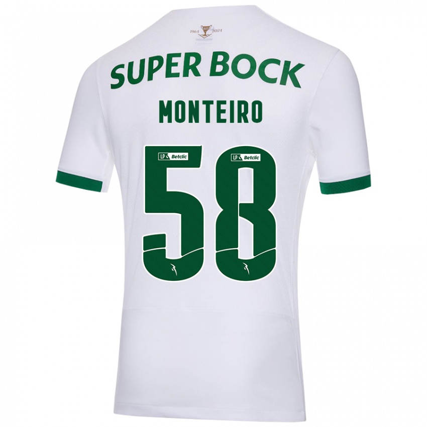 Gyermek David Monteiro #58 Fehér Zöld Idegenbeli Jersey 2024/25 Mez Póló Ing