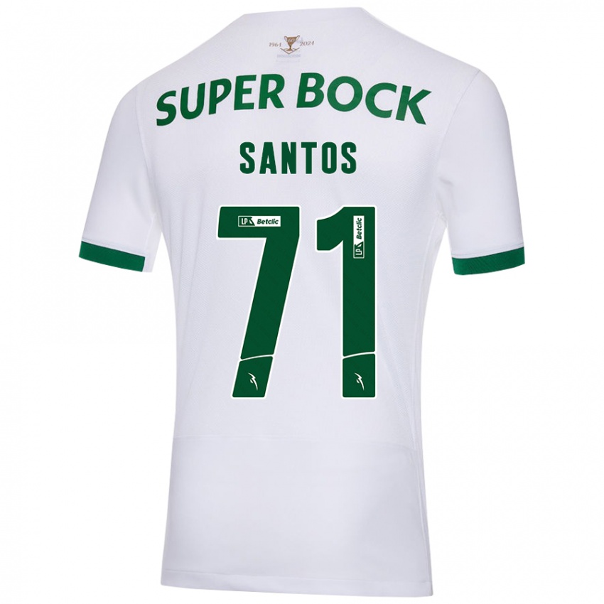 Gyermek Denilson Santos #71 Fehér Zöld Idegenbeli Jersey 2024/25 Mez Póló Ing