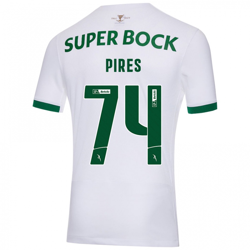 Gyermek Guilherme Pires #74 Fehér Zöld Idegenbeli Jersey 2024/25 Mez Póló Ing