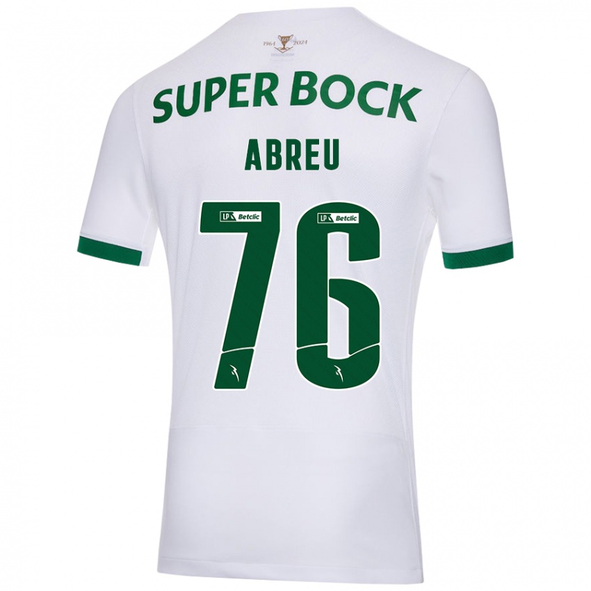 Gyermek Diogo Abreu #76 Fehér Zöld Idegenbeli Jersey 2024/25 Mez Póló Ing