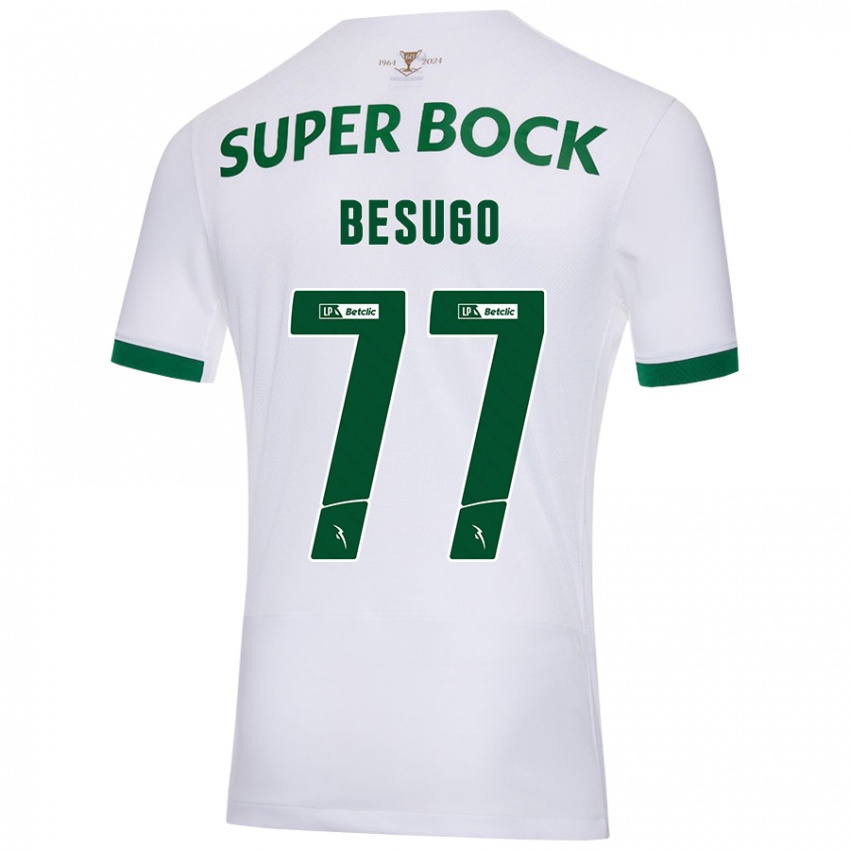 Gyermek Rafael Besugo #77 Fehér Zöld Idegenbeli Jersey 2024/25 Mez Póló Ing