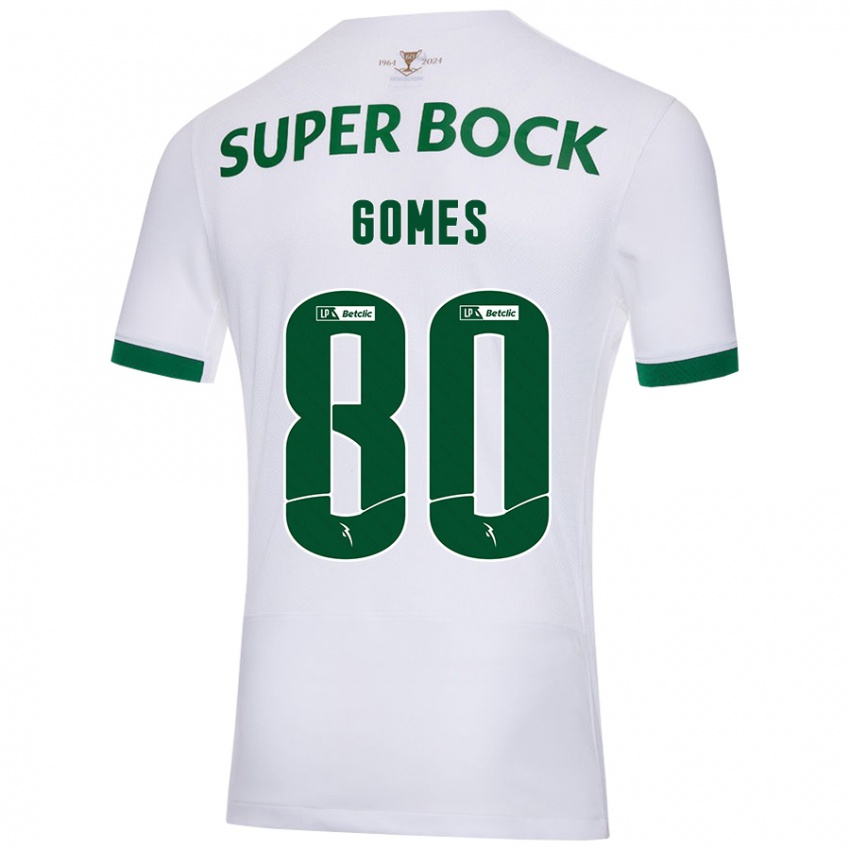 Gyermek Luís Gomes #80 Fehér Zöld Idegenbeli Jersey 2024/25 Mez Póló Ing