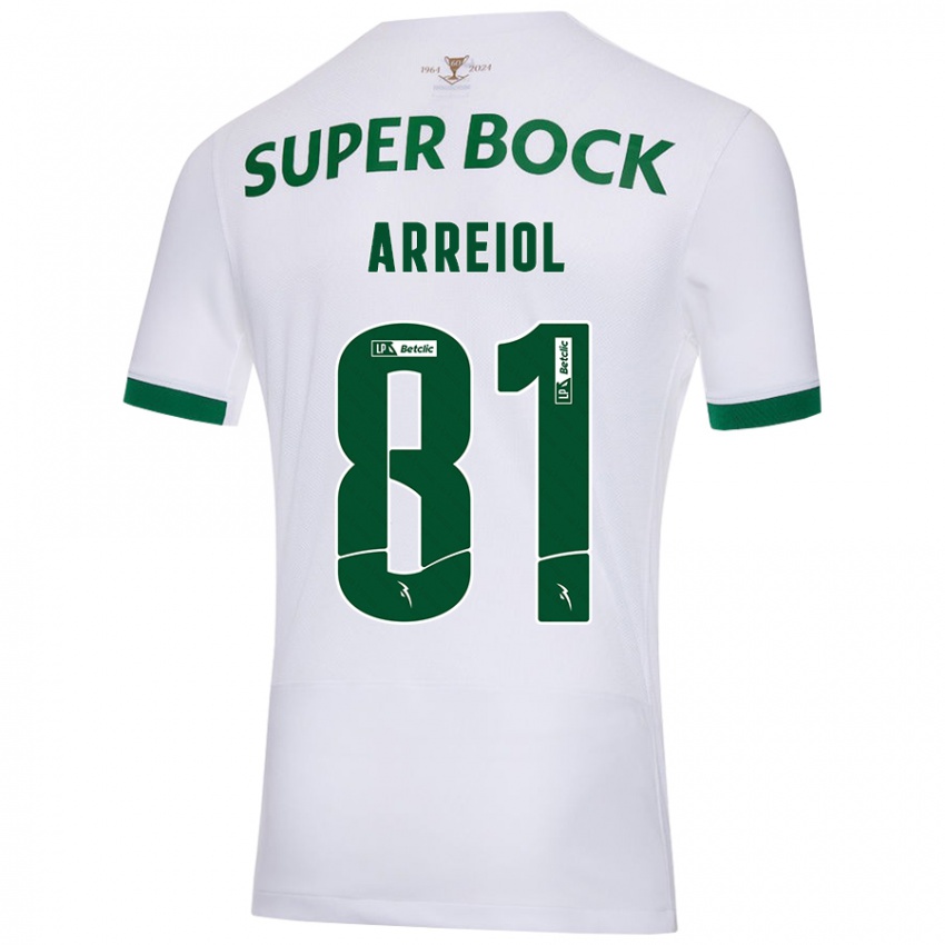 Gyermek Henrique Arreiol #81 Fehér Zöld Idegenbeli Jersey 2024/25 Mez Póló Ing