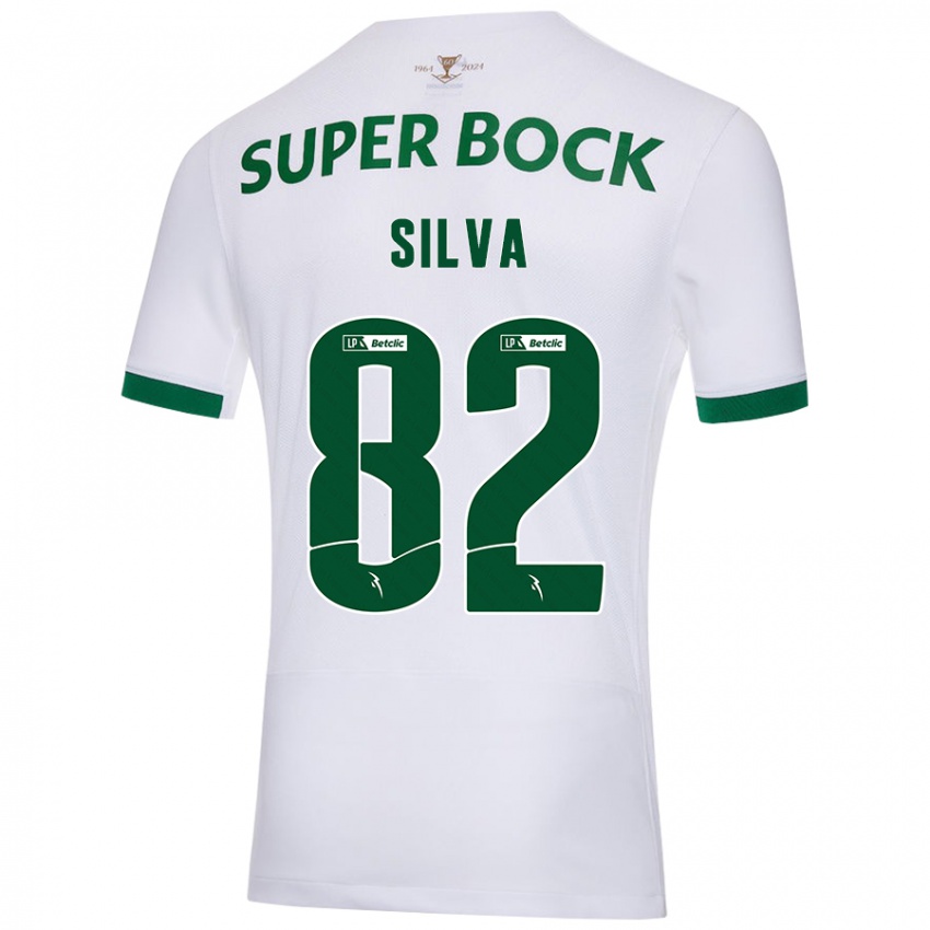 Gyermek Gabriel Silva #82 Fehér Zöld Idegenbeli Jersey 2024/25 Mez Póló Ing