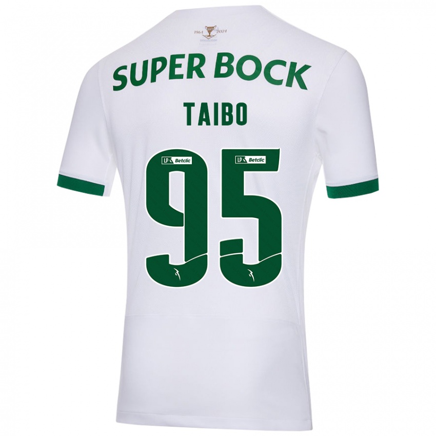 Gyermek Lucas Taibo #95 Fehér Zöld Idegenbeli Jersey 2024/25 Mez Póló Ing