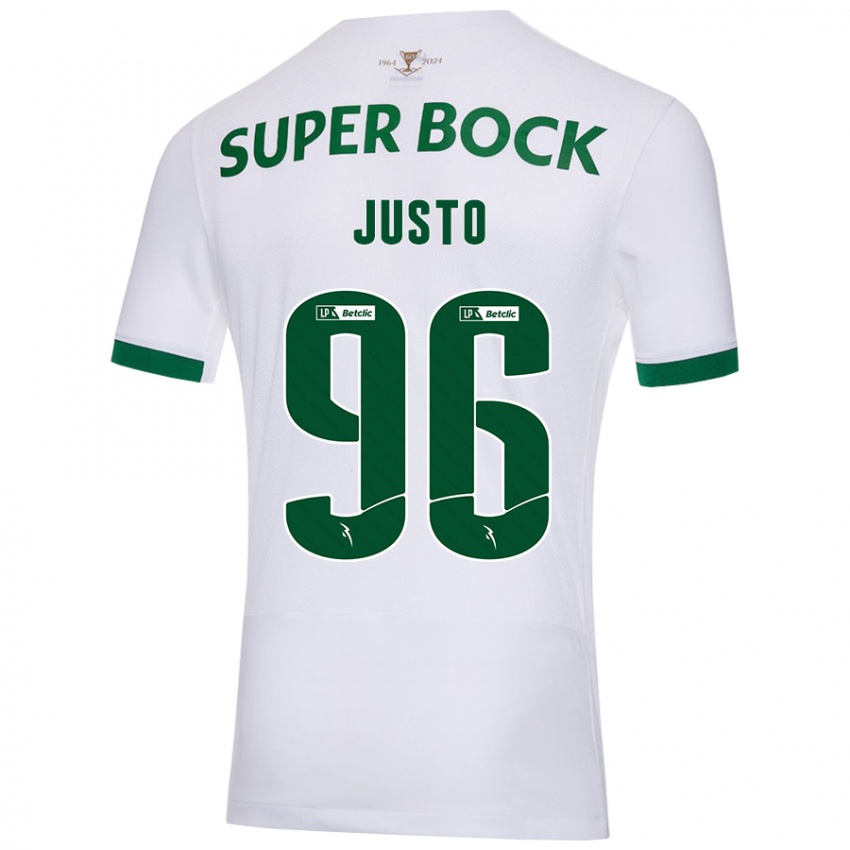 Gyermek Samuel Justo #96 Fehér Zöld Idegenbeli Jersey 2024/25 Mez Póló Ing