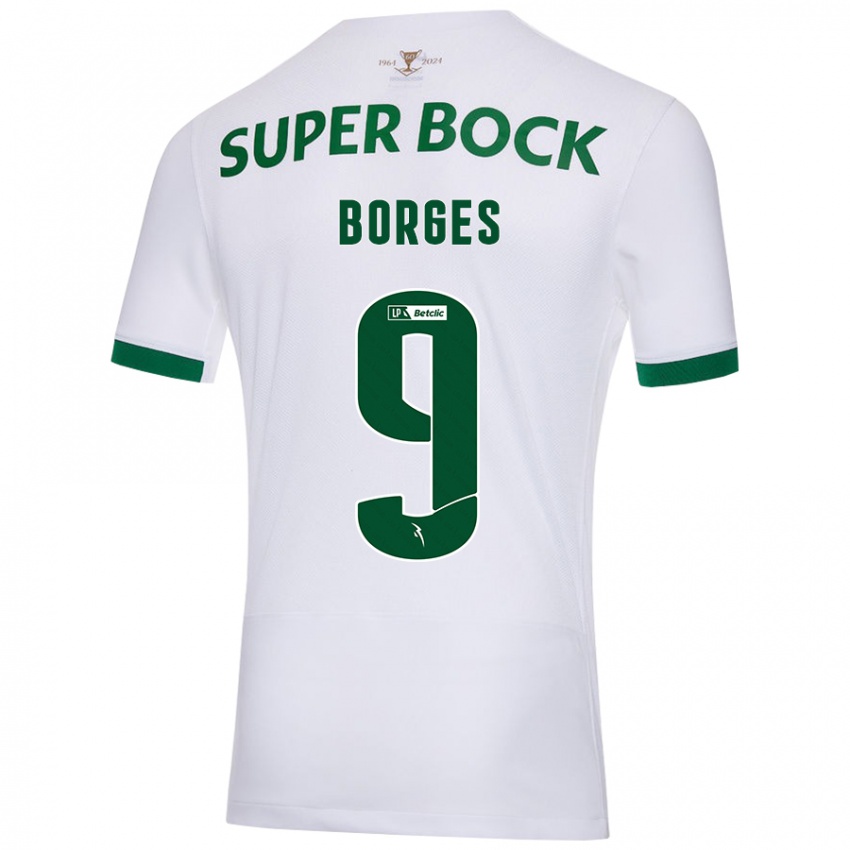 Gyermek Ana Borges #9 Fehér Zöld Idegenbeli Jersey 2024/25 Mez Póló Ing