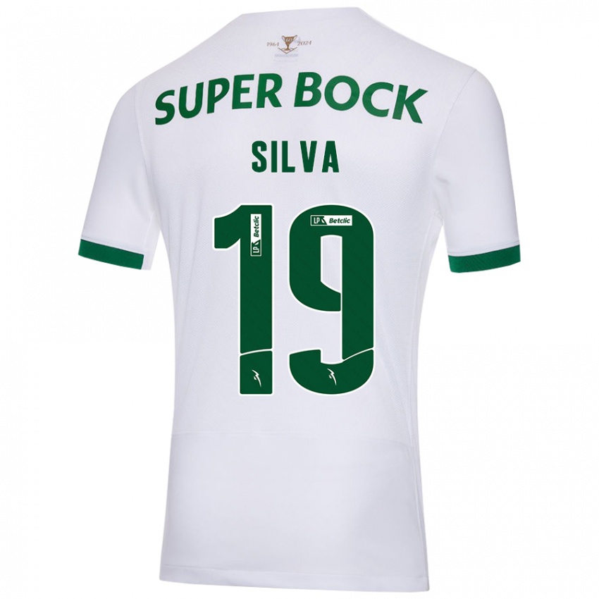 Gyermek Diana Silva #19 Fehér Zöld Idegenbeli Jersey 2024/25 Mez Póló Ing