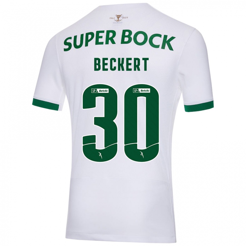 Gyermek Carolina Beckert #30 Fehér Zöld Idegenbeli Jersey 2024/25 Mez Póló Ing