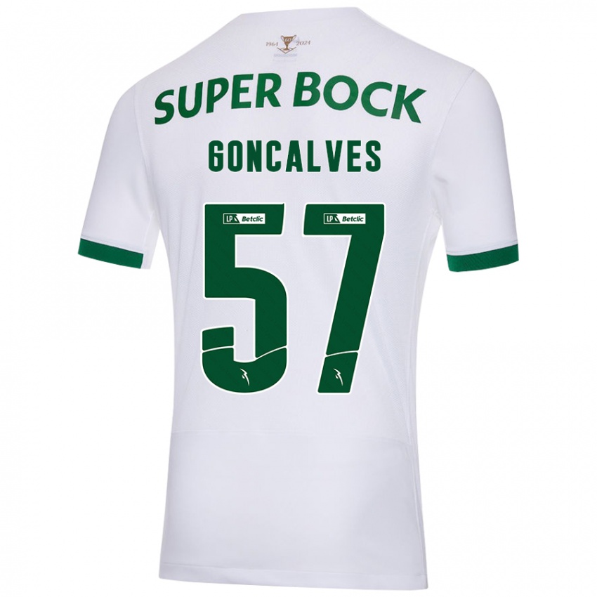 Gyermek Inês Gonçalves #57 Fehér Zöld Idegenbeli Jersey 2024/25 Mez Póló Ing