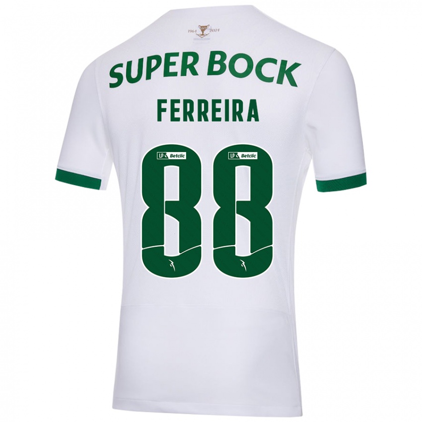 Gyermek Tiago Ferreira #88 Fehér Zöld Idegenbeli Jersey 2024/25 Mez Póló Ing