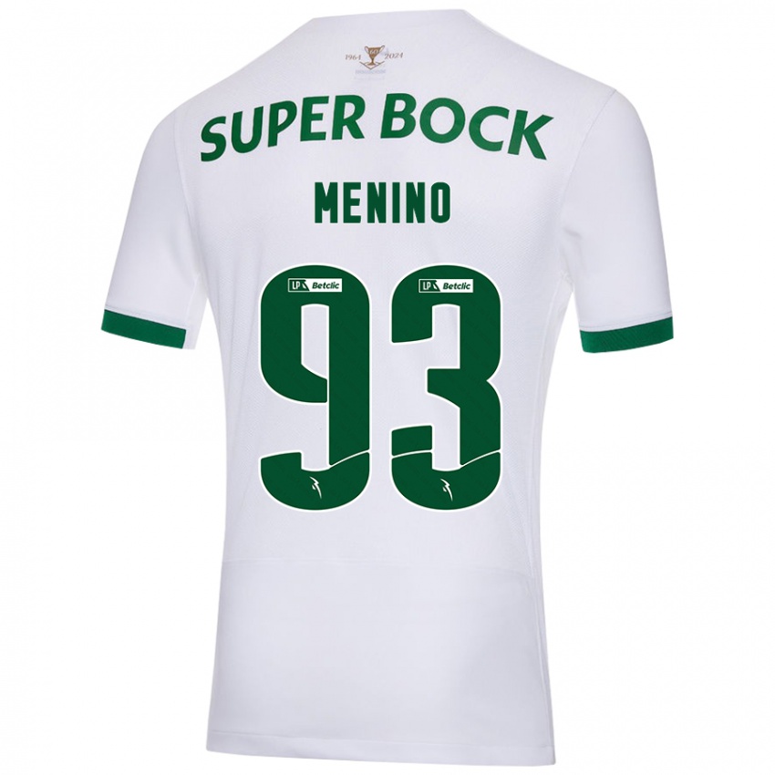 Gyermek Miguel Menino #93 Fehér Zöld Idegenbeli Jersey 2024/25 Mez Póló Ing