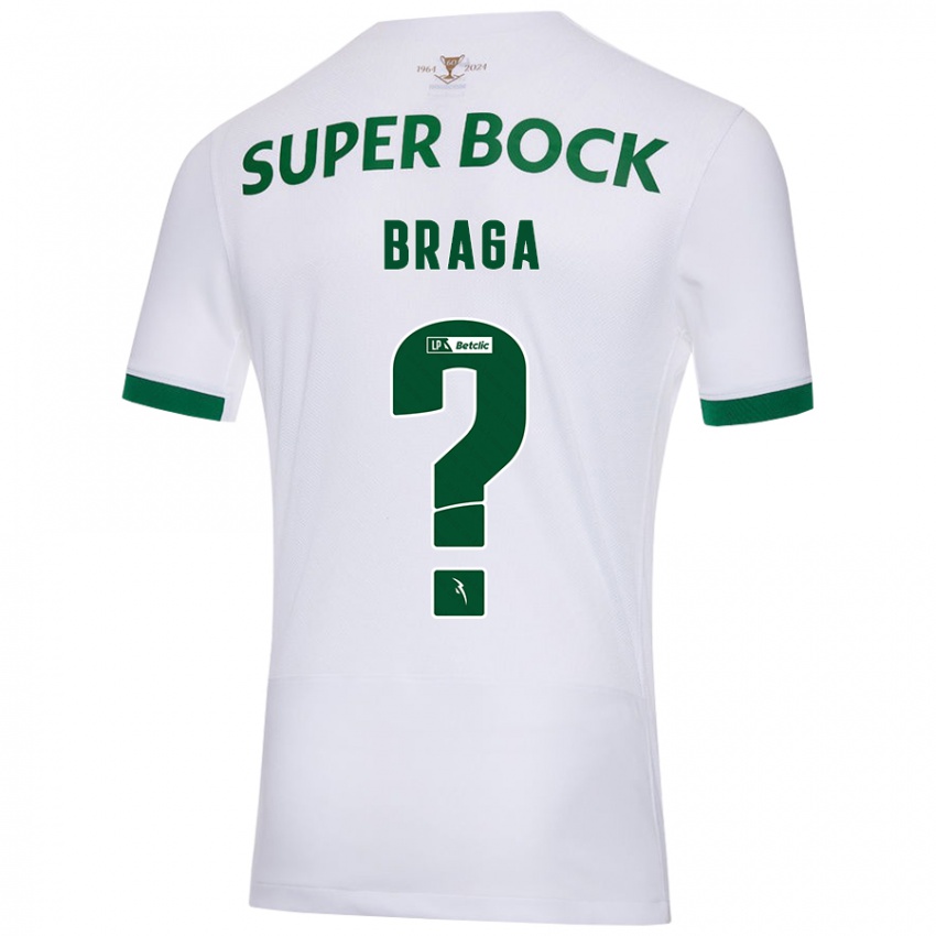 Gyermek Gonçalo Braga #0 Fehér Zöld Idegenbeli Jersey 2024/25 Mez Póló Ing