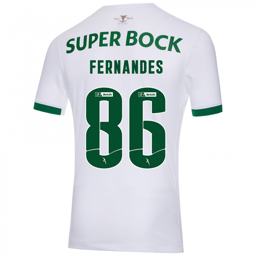 Gyermek Emanuel Fernandes #86 Fehér Zöld Idegenbeli Jersey 2024/25 Mez Póló Ing