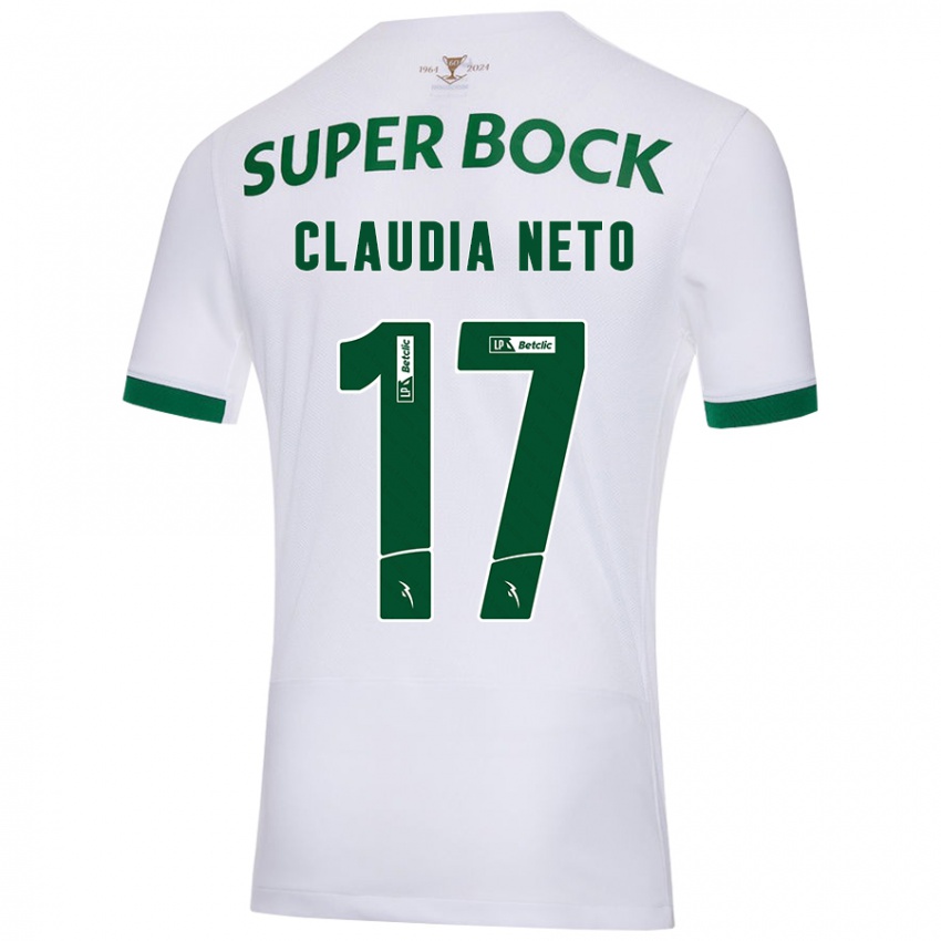 Gyermek Cláudia Teresa Pires Neto #17 Fehér Zöld Idegenbeli Jersey 2024/25 Mez Póló Ing