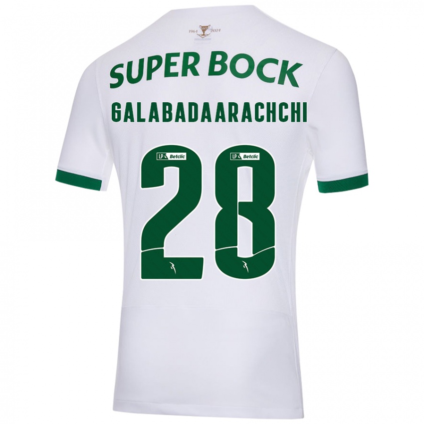 Gyermek Jacinta Galabadaarachchi #28 Fehér Zöld Idegenbeli Jersey 2024/25 Mez Póló Ing