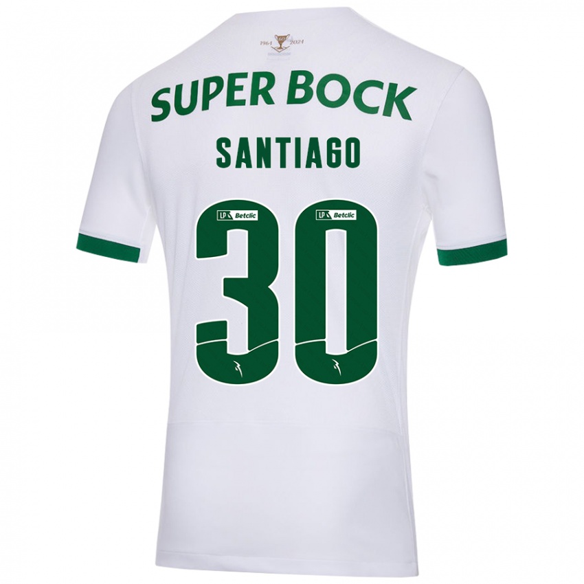 Gyermek Carolina Santiago #30 Fehér Zöld Idegenbeli Jersey 2024/25 Mez Póló Ing