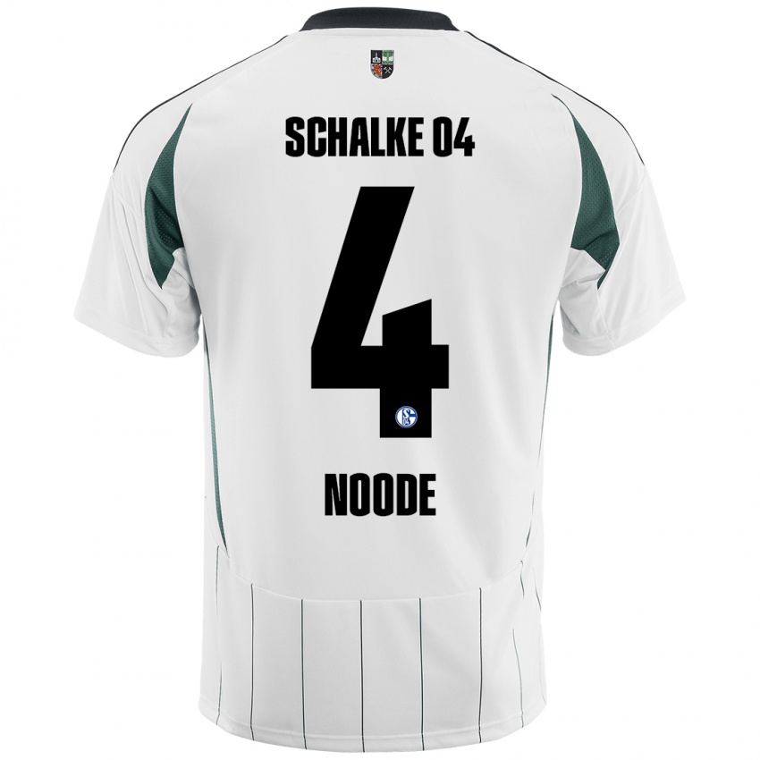 Gyermek Steve Noode #4 Fehér Zöld Idegenbeli Jersey 2024/25 Mez Póló Ing