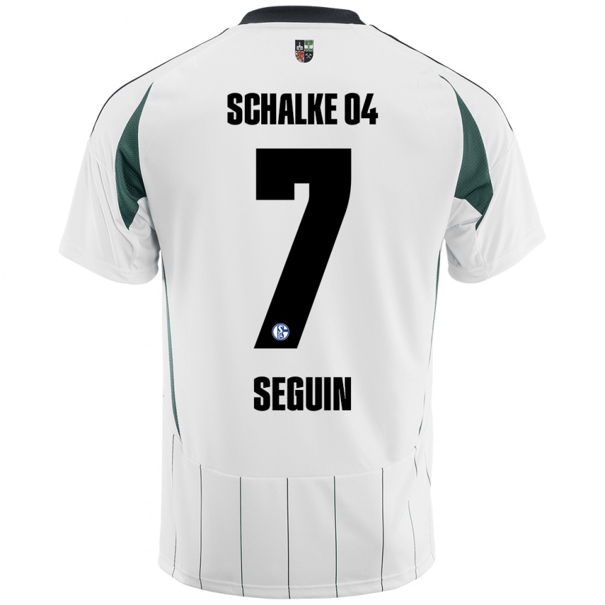 Gyermek Paul Seguin #7 Fehér Zöld Idegenbeli Jersey 2024/25 Mez Póló Ing