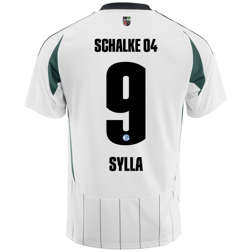 Gyermek Moussa Sylla #9 Fehér Zöld Idegenbeli Jersey 2024/25 Mez Póló Ing