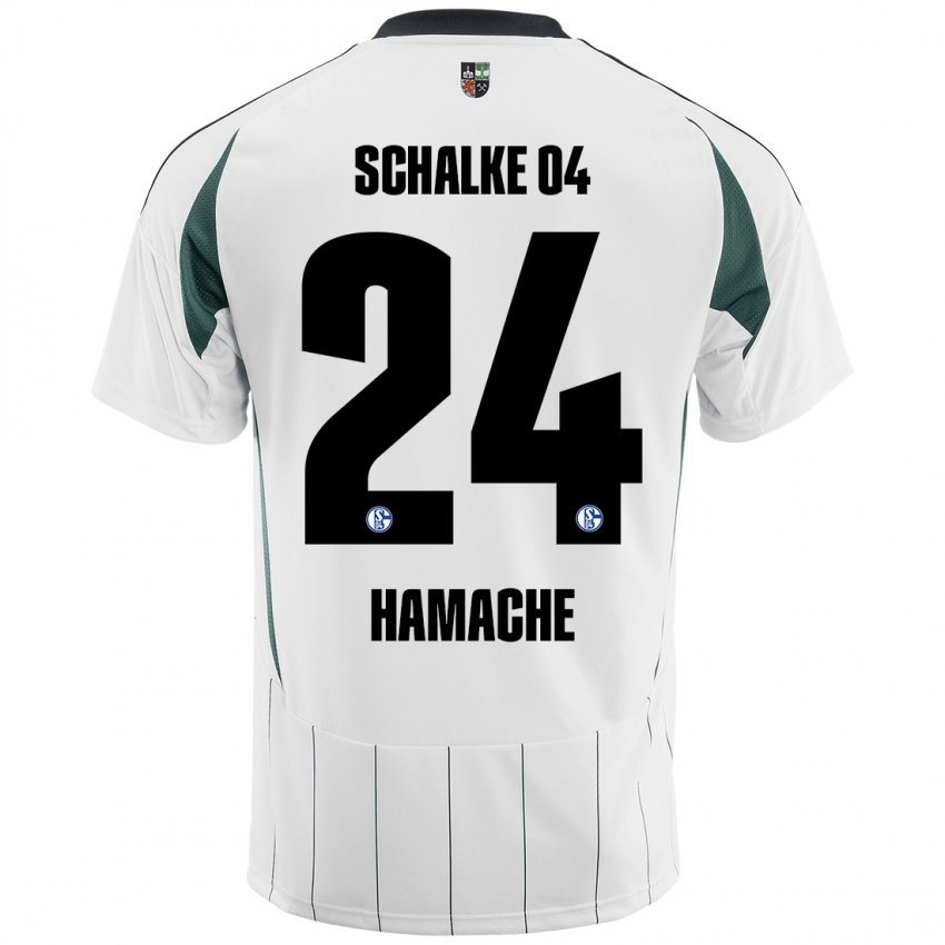 Gyermek Ilyes Hamache #24 Fehér Zöld Idegenbeli Jersey 2024/25 Mez Póló Ing