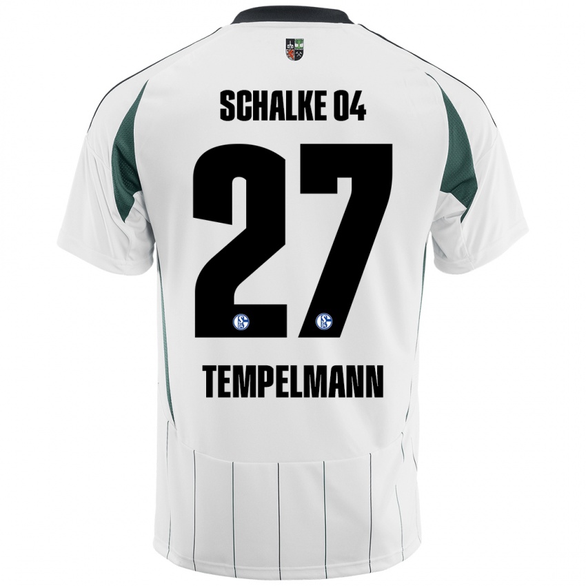 Gyermek Lino Tempelmann #27 Fehér Zöld Idegenbeli Jersey 2024/25 Mez Póló Ing