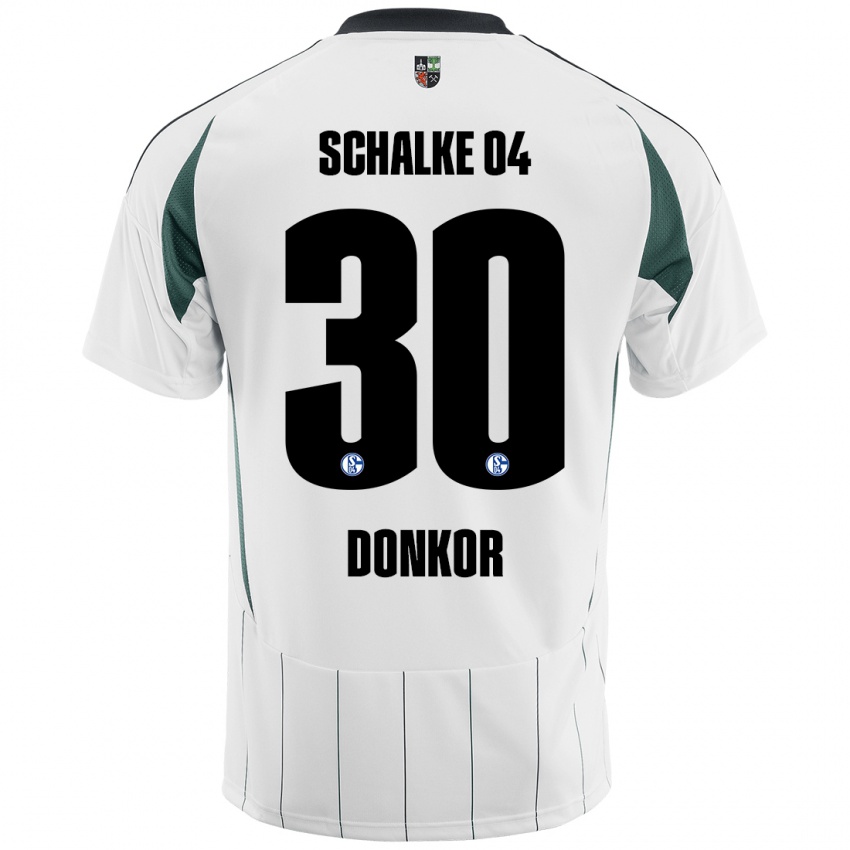 Gyermek Anton Donkor #30 Fehér Zöld Idegenbeli Jersey 2024/25 Mez Póló Ing