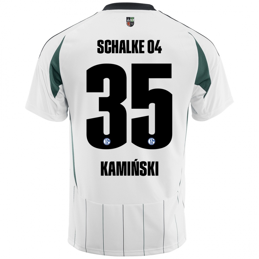 Gyermek Marcin Kaminski #35 Fehér Zöld Idegenbeli Jersey 2024/25 Mez Póló Ing