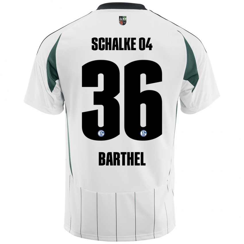 Gyermek Niklas Barthel #36 Fehér Zöld Idegenbeli Jersey 2024/25 Mez Póló Ing