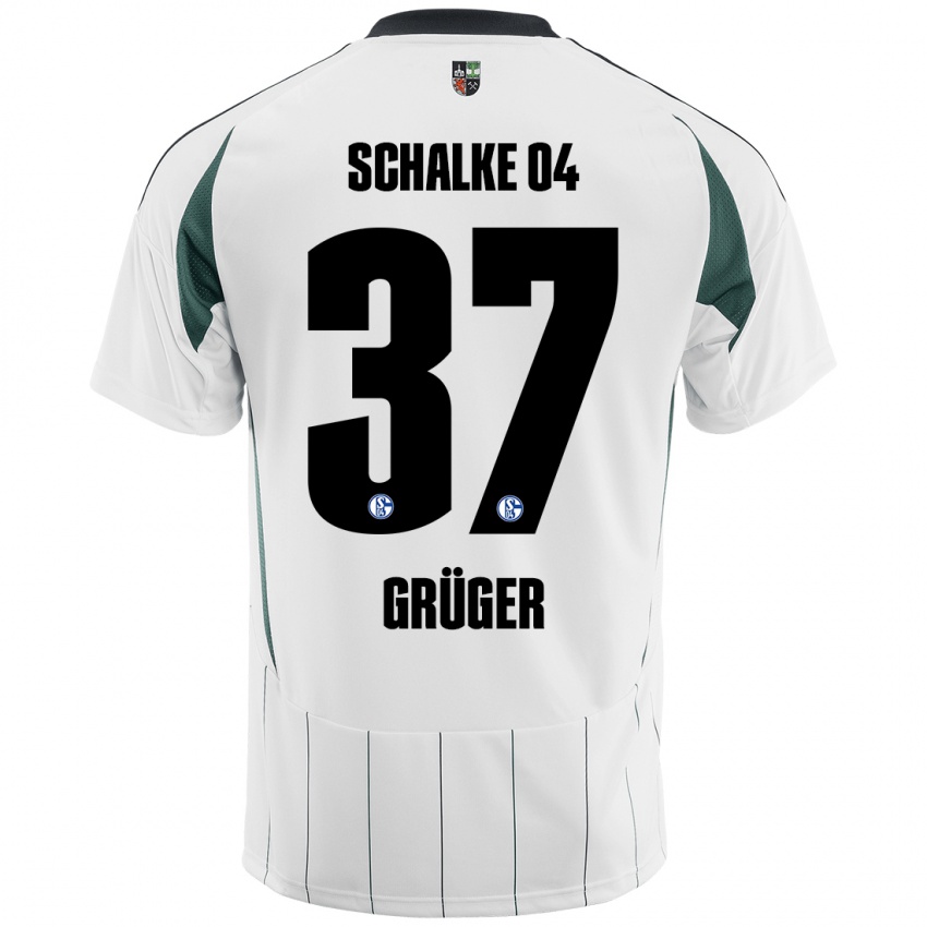 Gyermek Max Grüger #37 Fehér Zöld Idegenbeli Jersey 2024/25 Mez Póló Ing