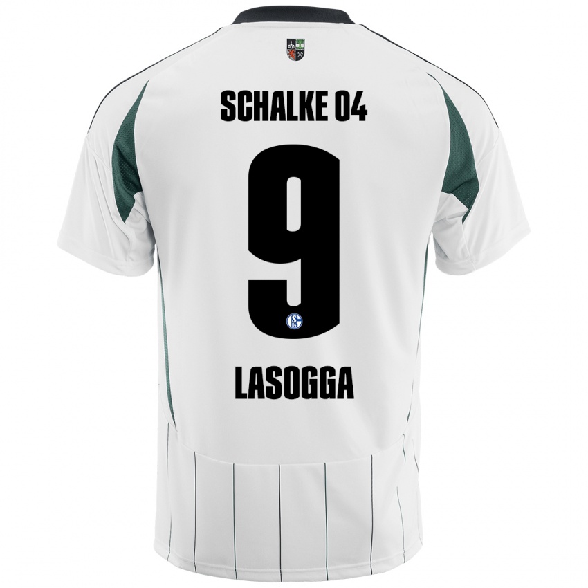 Gyermek Pierre-Michel Lasogga #9 Fehér Zöld Idegenbeli Jersey 2024/25 Mez Póló Ing