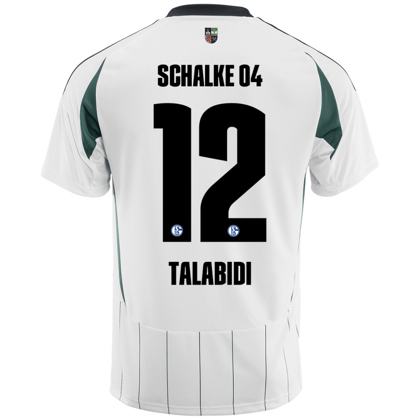 Gyermek Malik Talabidi #12 Fehér Zöld Idegenbeli Jersey 2024/25 Mez Póló Ing