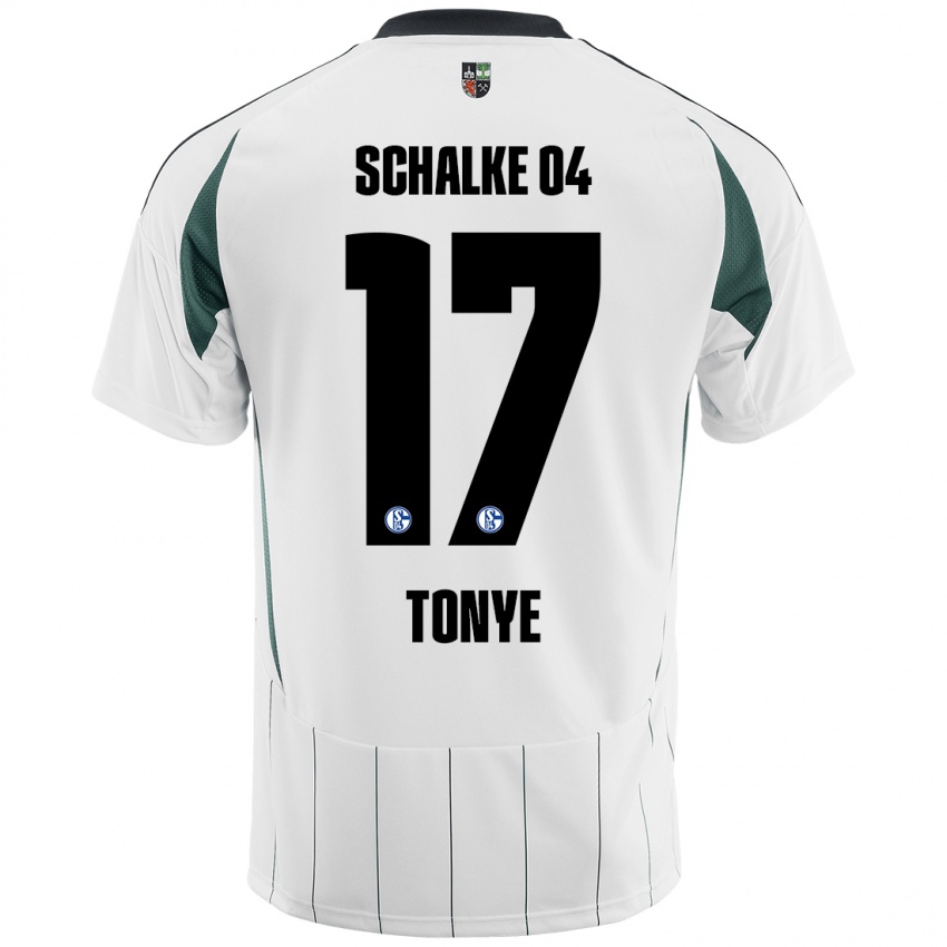 Gyermek Yannick Tonye #17 Fehér Zöld Idegenbeli Jersey 2024/25 Mez Póló Ing