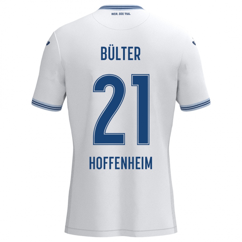 Gyermek Marius Bülter #21 Fehér Kék Idegenbeli Jersey 2024/25 Mez Póló Ing