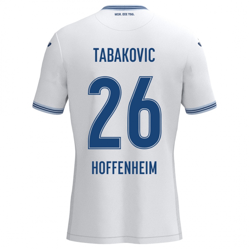 Gyermek Haris Tabakovic #26 Fehér Kék Idegenbeli Jersey 2024/25 Mez Póló Ing