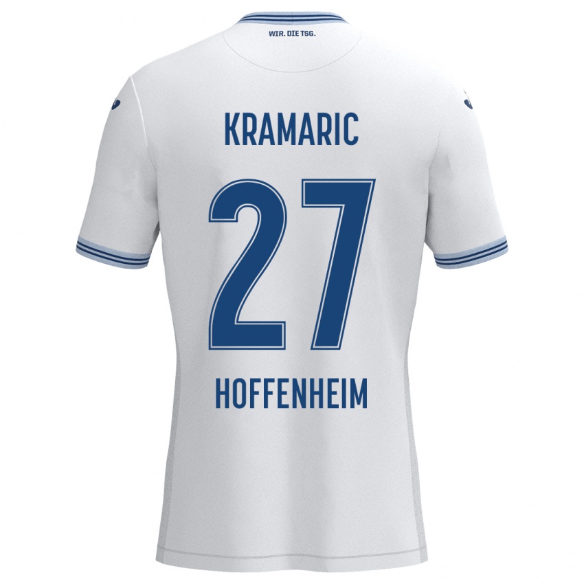 Gyermek Andrej Kramaric #27 Fehér Kék Idegenbeli Jersey 2024/25 Mez Póló Ing