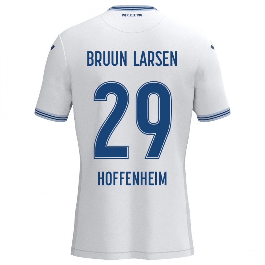 Gyermek Jacob Bruun Larsen #29 Fehér Kék Idegenbeli Jersey 2024/25 Mez Póló Ing