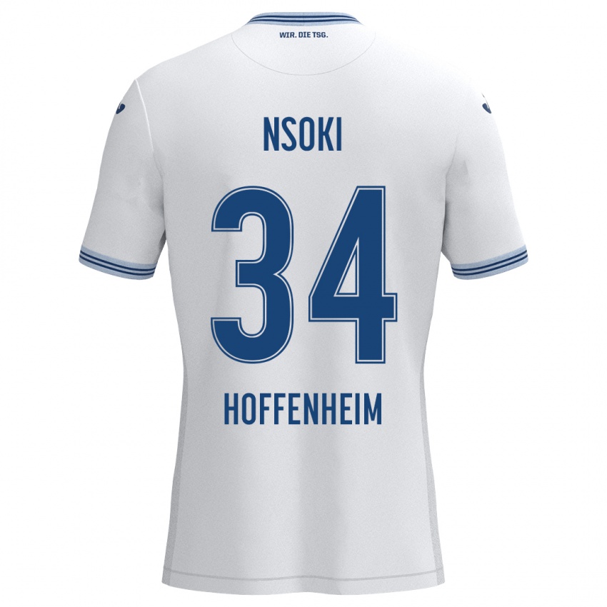 Gyermek Stanley Nsoki #34 Fehér Kék Idegenbeli Jersey 2024/25 Mez Póló Ing